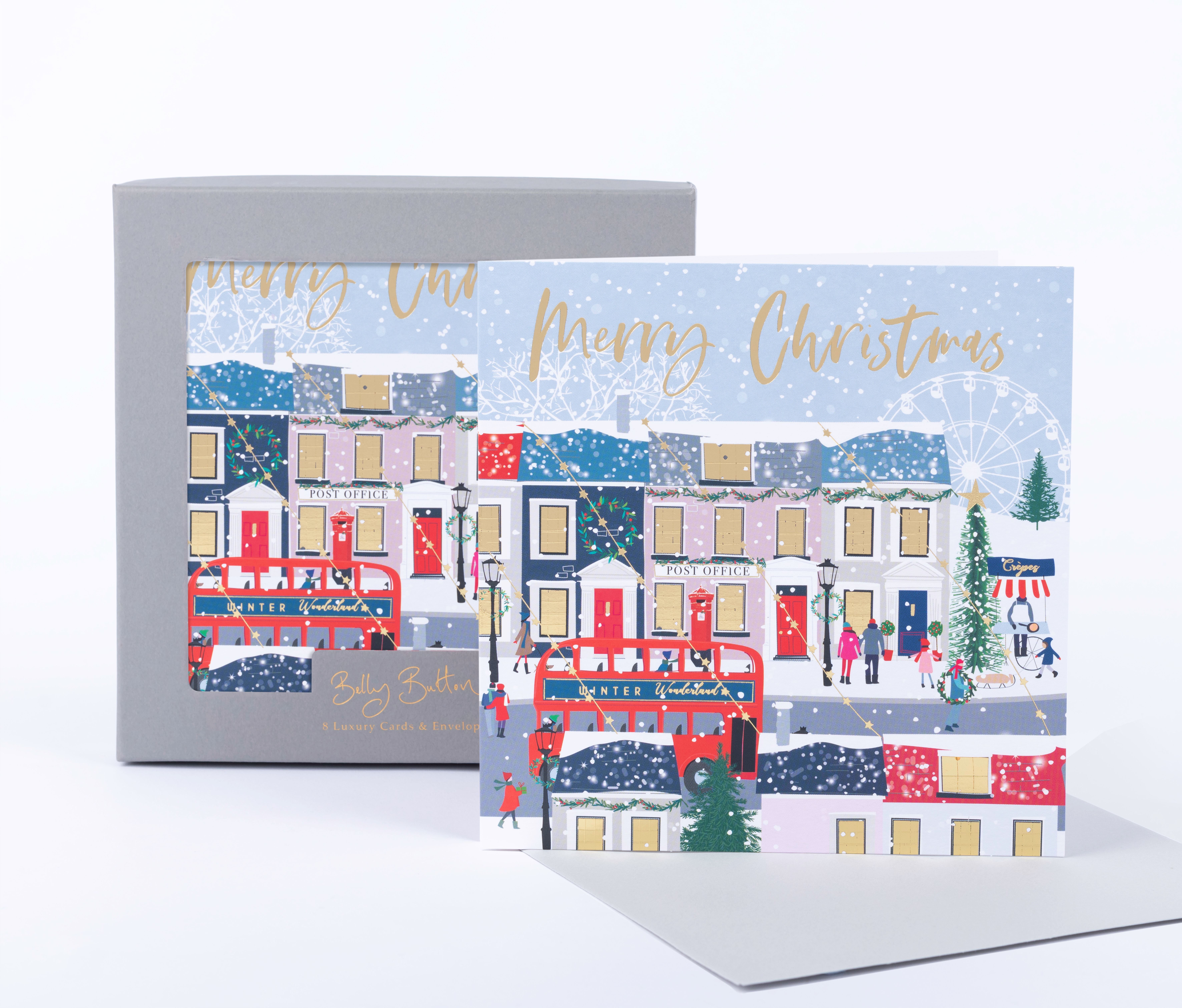 Festive Town Luxury Christmas Cards - Pack of 8