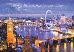 Snow Over London - Front Personalised Christmas Card