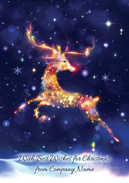 Starlit Reindeer - Front Personalised Christmas Card