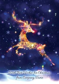 Starlit Reindeer - Front Personalised Christmas Card