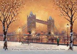Sunset Over Tower Bridge - Front Personalised Christmas Card