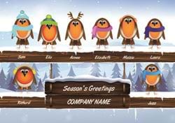 Teamwork Robins - Front Personalised Christmas Card