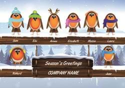 Teamwork Robins - Front Personalised Christmas Card