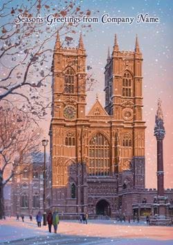 Winter at Westminster Abbey - Front Personalised Christmas Card