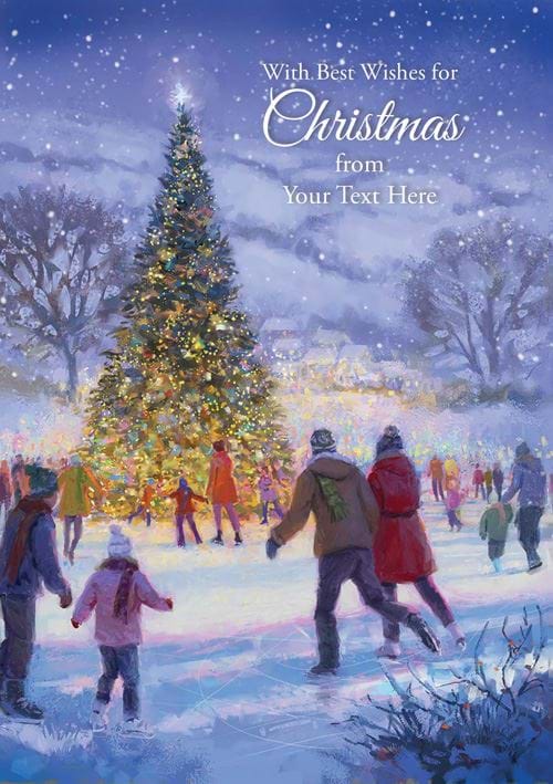 A Winter's Evening Skate - Front Personalised Christmas Card