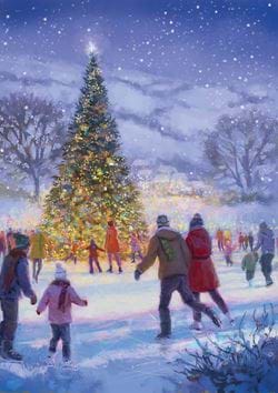 A Winter's Evening Skate - Personalised Christmas Card