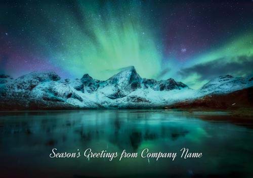 Aurora in the Night Sky - Front Personalised Christmas Card