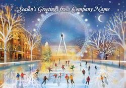 Christmas Eve Skaters in London - Front Personalised Christmas Card