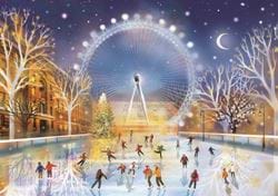Christmas Eve Skaters in London - Personalised Christmas Card