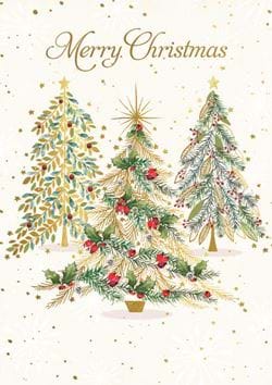 Gold and Glimmering Trees - Personalised Christmas Card