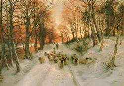 Herding Sheep in a Winter Landscape - Personalised Christmas Card