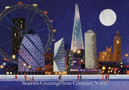 London Landmarks in the Snow - Front Personalised Christmas Card