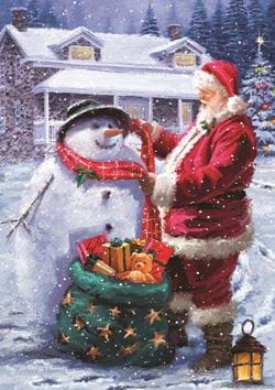 Santa's Gift to the Snowman - Personalised Christmas Card