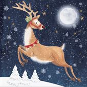 Moonlight Deer Christmas Card