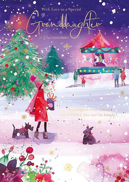 Snowy Walk Granddaughter Christmas Card