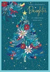 Floral Tree Daughter Christmas Card