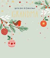 Bauble Robin Grandma Christmas Card