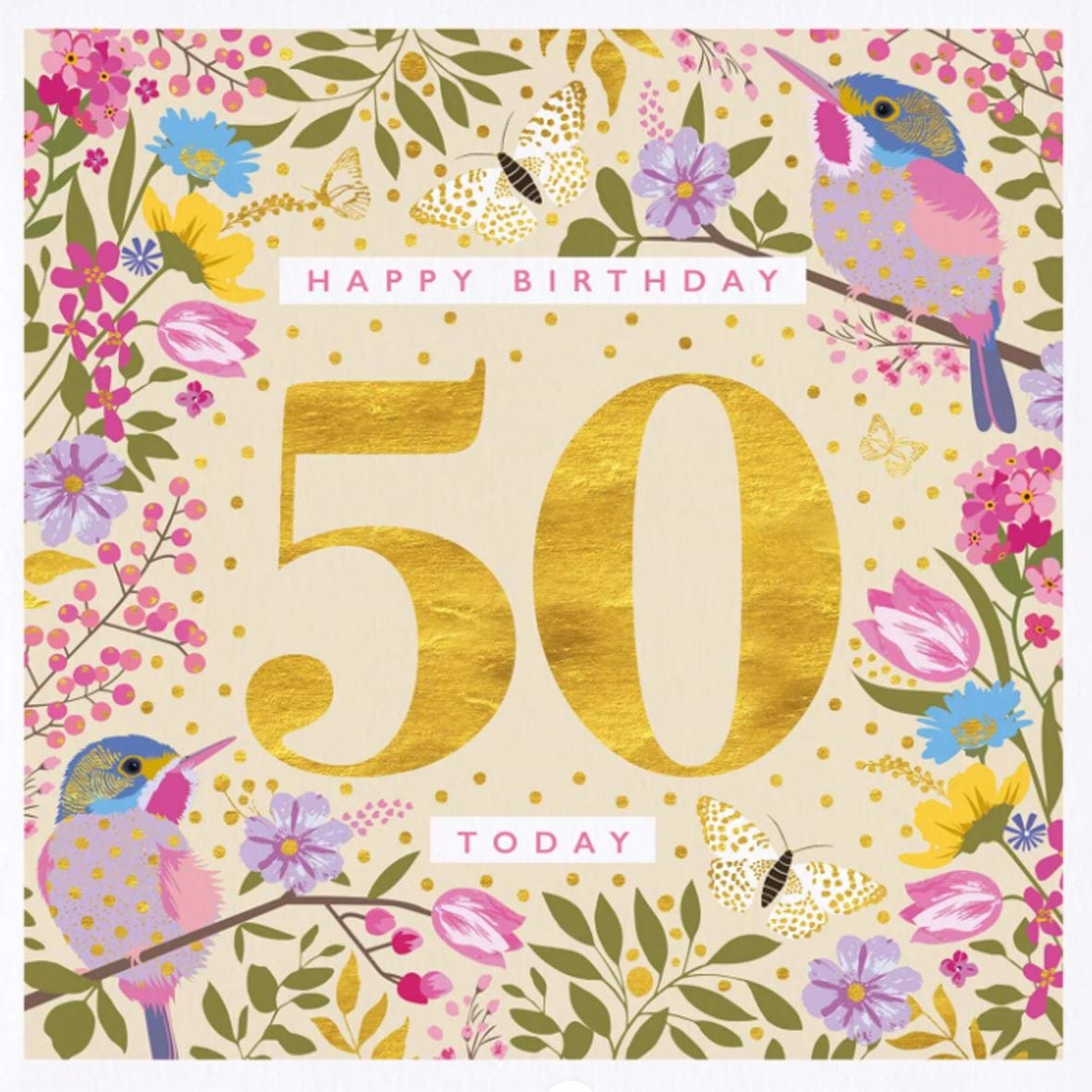 Hummingbird 50th Birthday Card