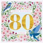 Birds and Blossom 80th Birthday Card