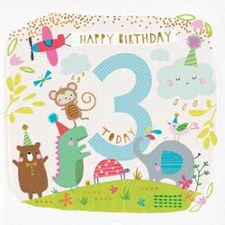 Animals 3rd Birthday Card
