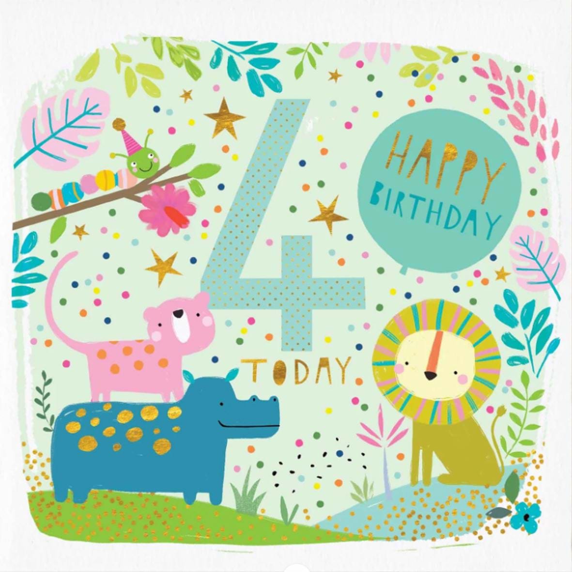 Animals 4th Birthday Card
