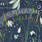Floral January Birthday Card
