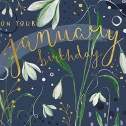 Floral January Birthday Card