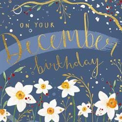 Floral December Birthday Card