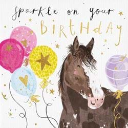 Horse and Balloons Birthday Card