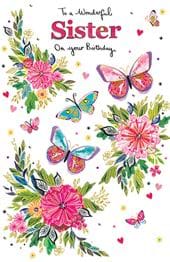 Butterflies Sister Birthday Card