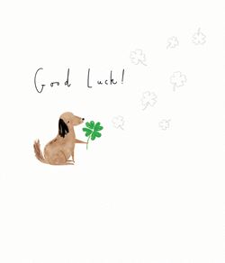 Dog and Clover Good Luck Card