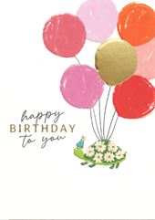 Tortoise and Balloons Birthday Card