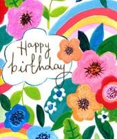 Flowers and Rainbow Birthday Card