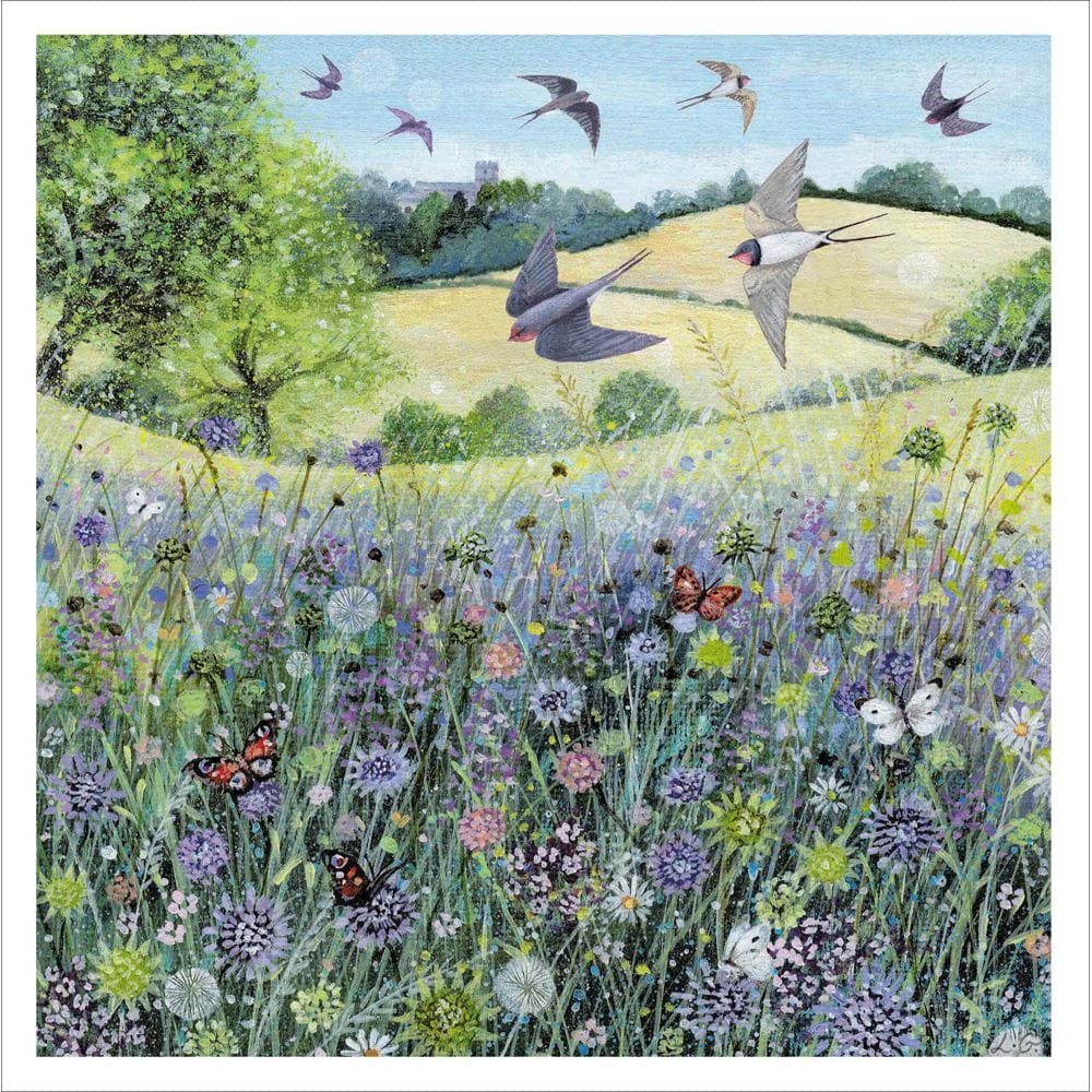 Swallows Over the Meadow Greeting Card