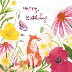 Fox and Flowers Birthday Card