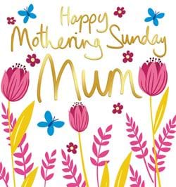 Pink Tulips Mothering Sunday Card
