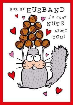 Nuts About You Husband Valentine's Day Card