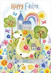 Rainbow Church Easter Cards - Pack of 5