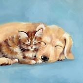 Puppy and Kitten Greeting Card