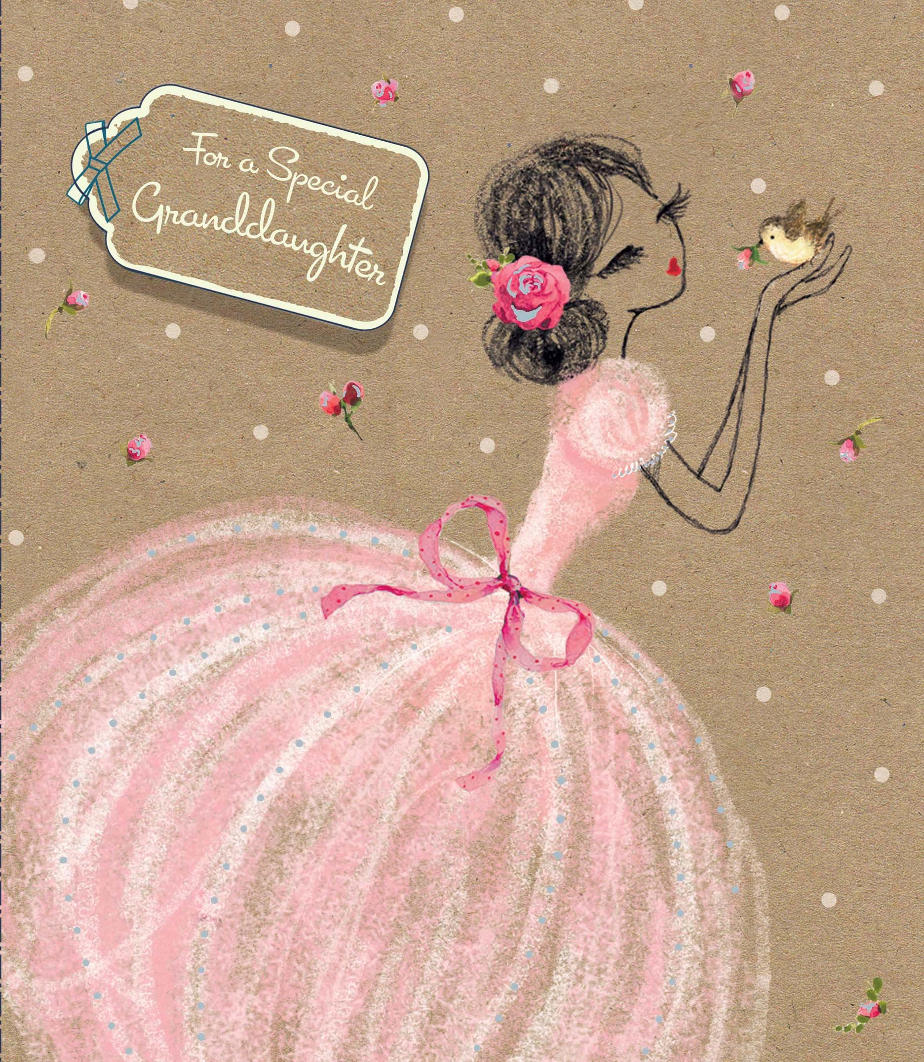 Pink Dress Granddaughter Birthday Card