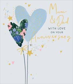 Heart Balloons Mum and Dad Anniversary Card