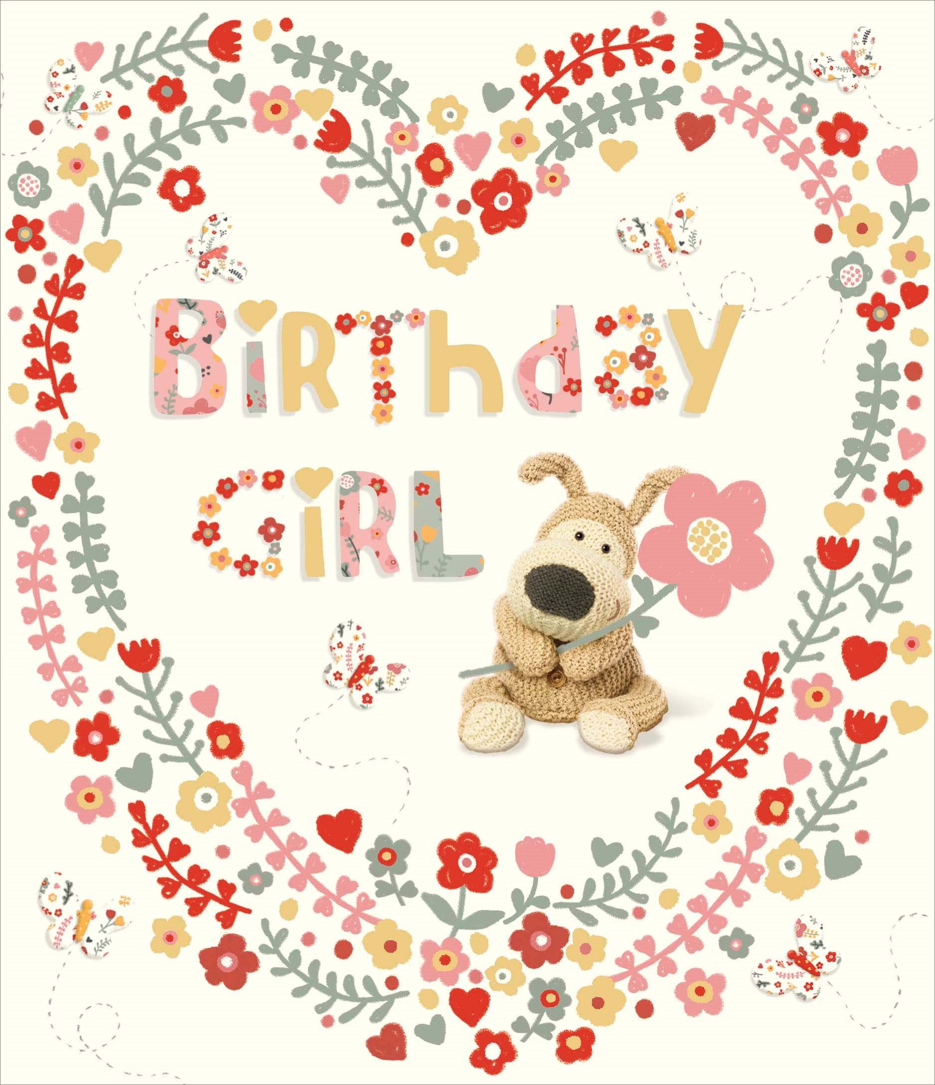Floral Heart Birthday Girl Card