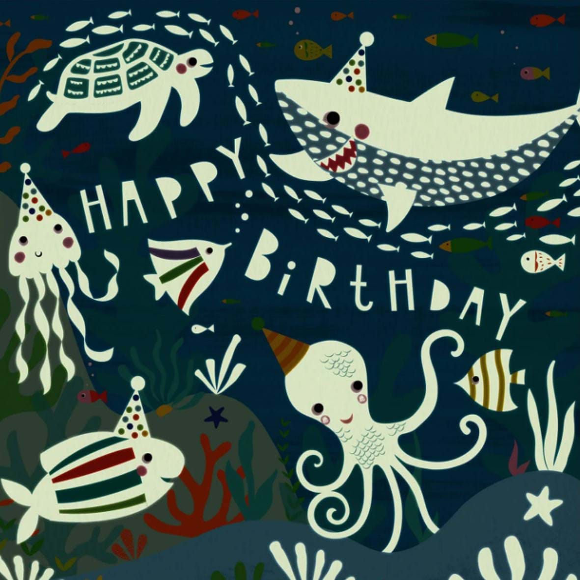 Under the Sea Glow in the Dark Birthday Card