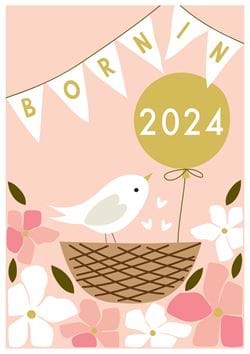 Pink 2024 New Baby Card