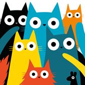 Colourful Cats Greeting Card