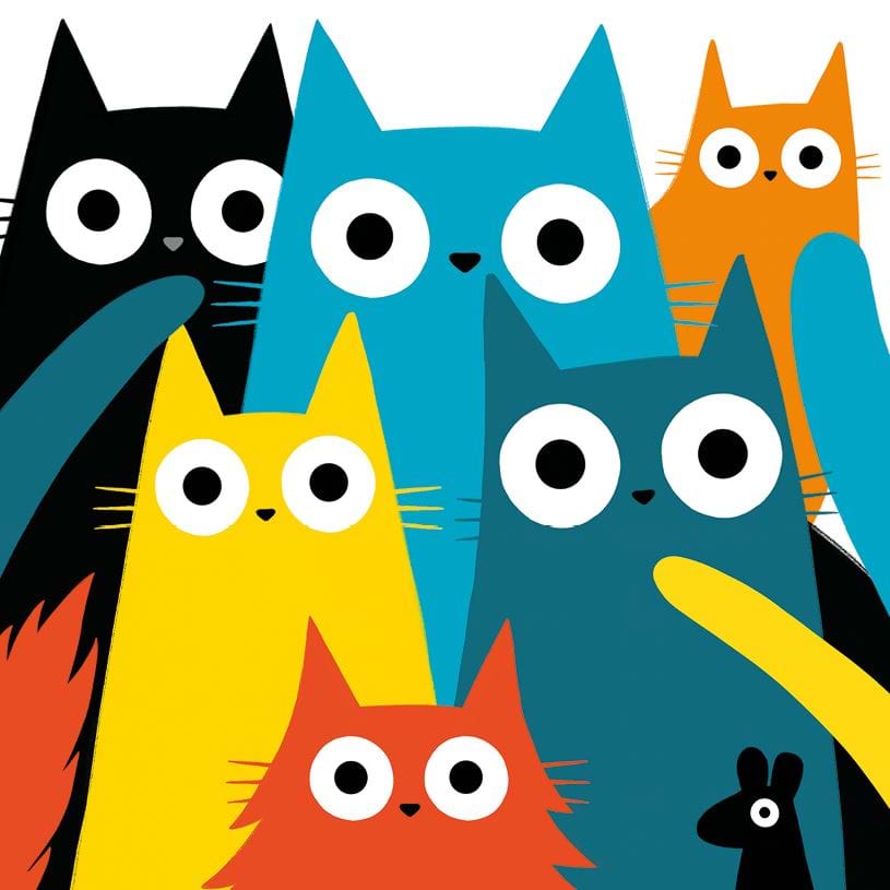 Colourful Cats Greeting Card