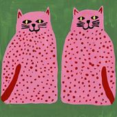 Two Pink Cats Greeting Card