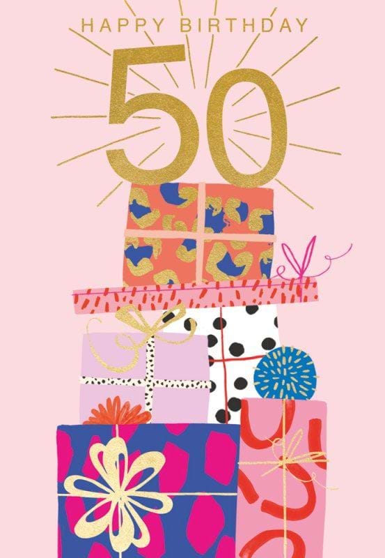 Presents 50th Birthday Card