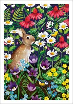 Rabbit and Wildflowers Greeting Card