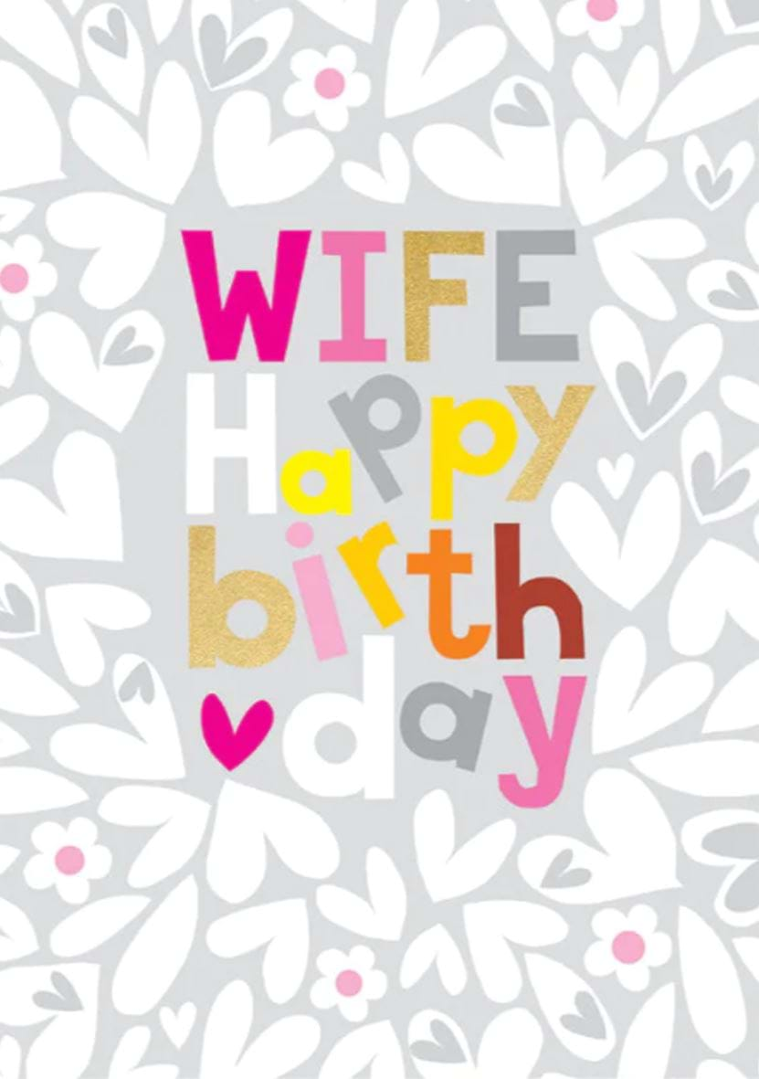 Hearts Wife Birthday Card